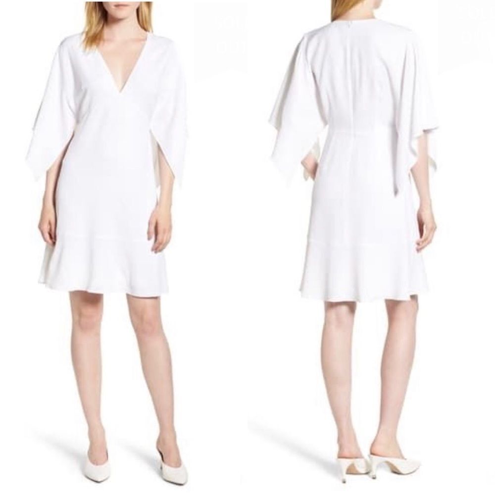 Lewit Split Kimono Sleeve Dress White NWT 6
